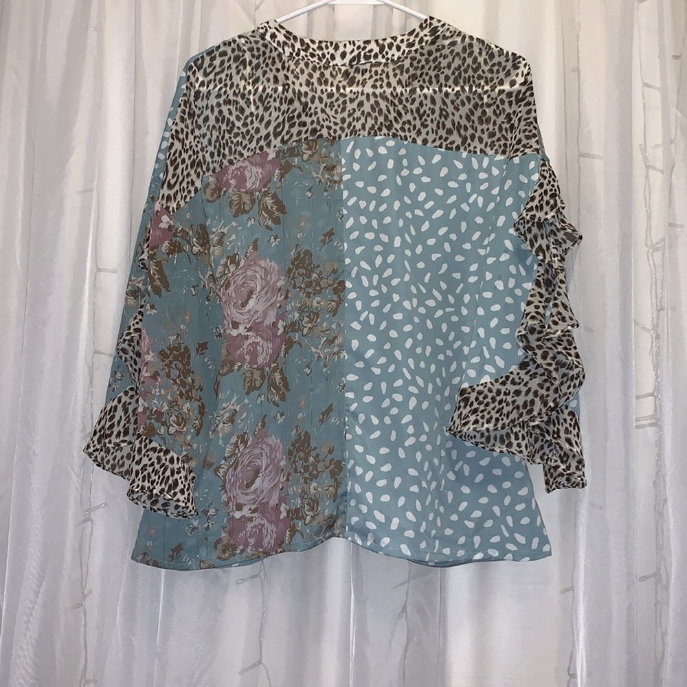 Umgee Boho Multi Print Flowy Blouse - image 4